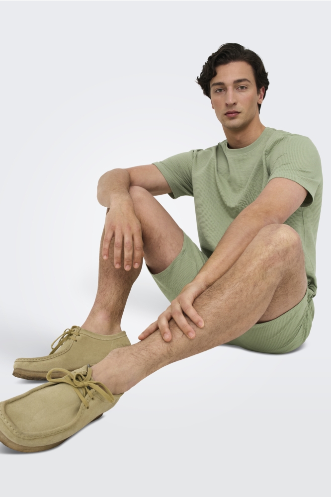 ONSKIAN LIFE REG SEERSUCKER SS TEE 22028692 SEAGRASS